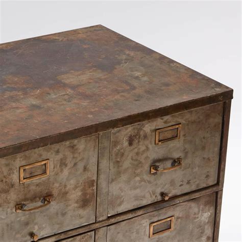 industrial green 1930's small two drawer metal box with handles|1930s Metal Cabinet .